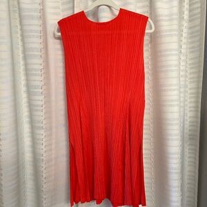 Issey Miyake Pleats Please orange/red sleeveless tunic